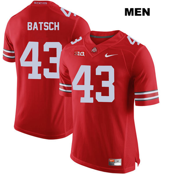 Ohio State Buckeyes Men's Ryan Batsch #43 Red Authentic Nike College NCAA Stitched Football Jersey VU19S77YP